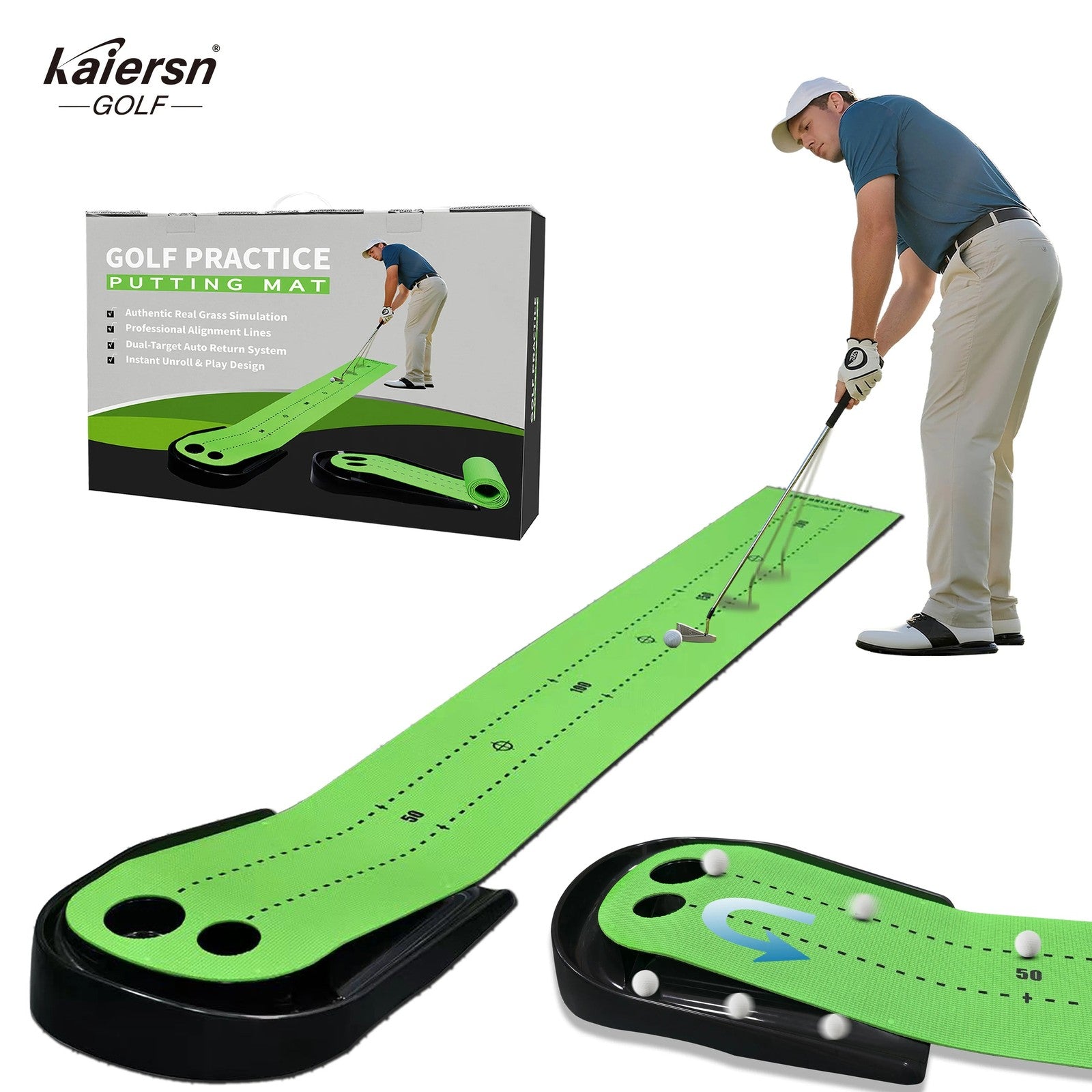 Auto-Return Putting Mat